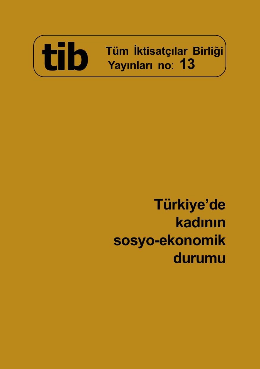 Türkiye'de Kadının Sosyo-Ekonomik Durumu, TİB kitap kapağı