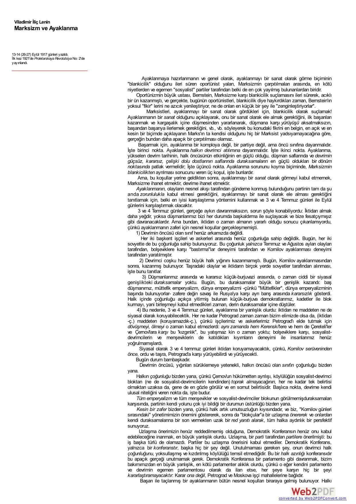 Lenin: Marksizm ve Ayaklanma kitap kapağı