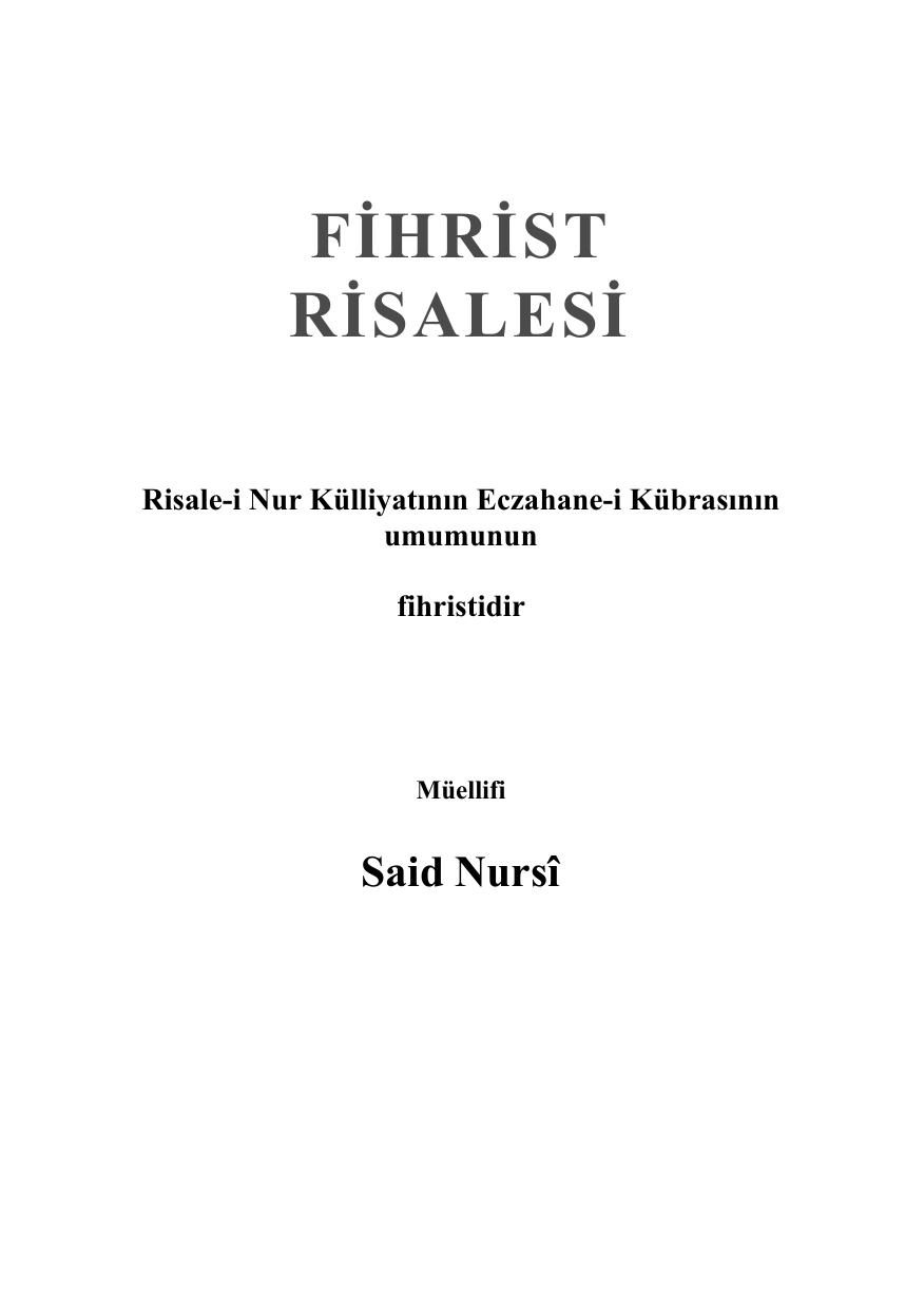 Fihrist Risalesi