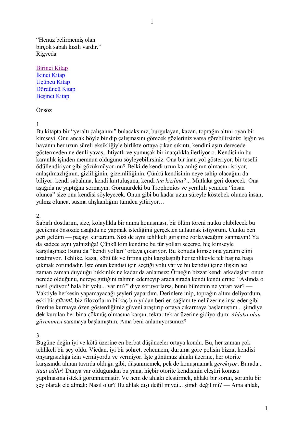 Microsoft Word - E-Kitap - Firedrich Nietzsche - Tan Kýzýllýðý - Turkish - –