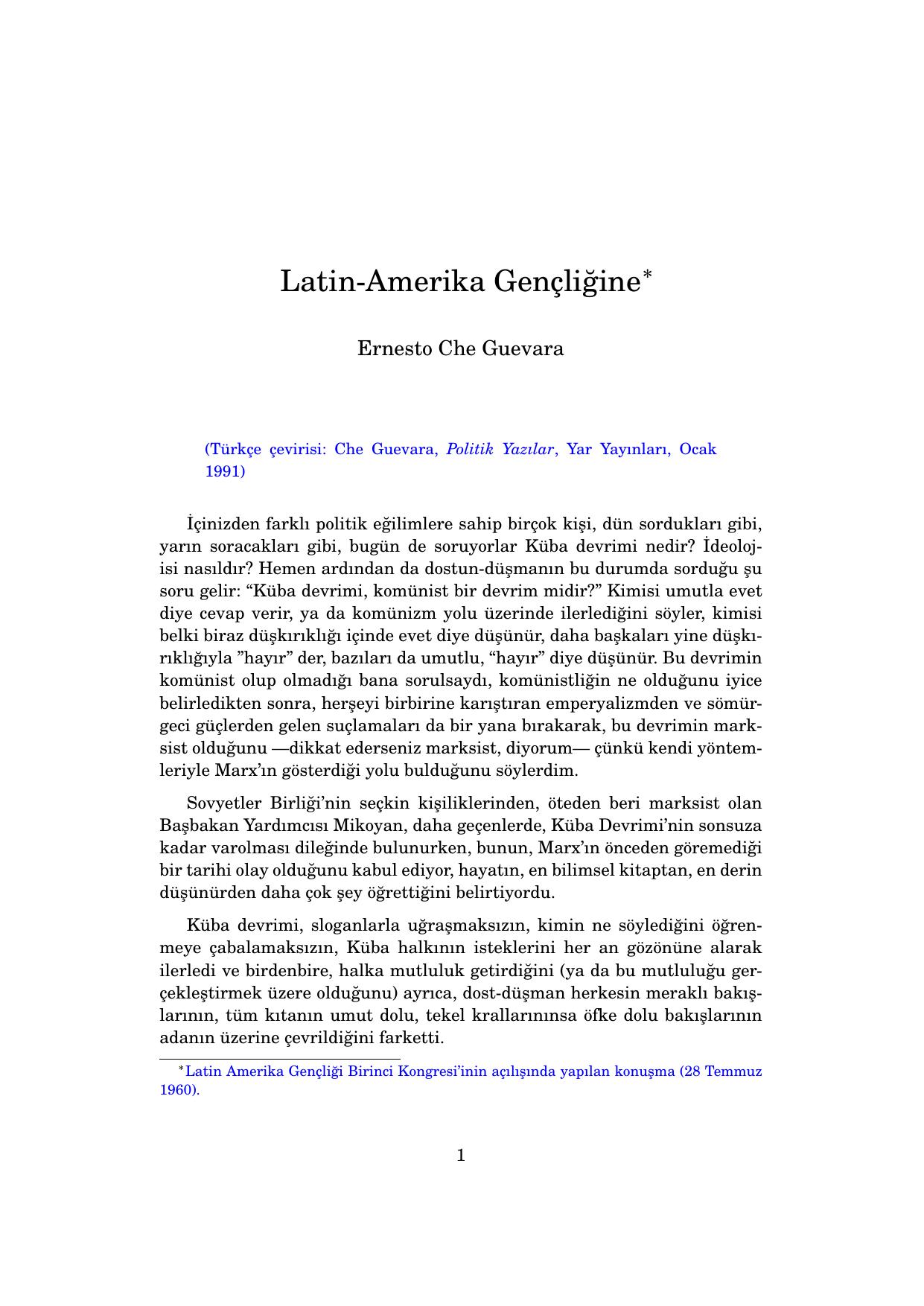 Latin-Amerika Gençliğine kitap kapağı