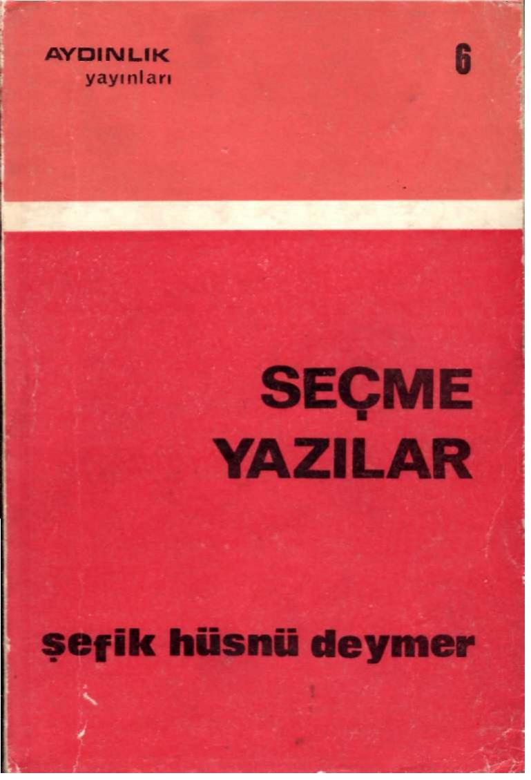 Şefik Hüsnü Değmer – Seçme Yazılar kitap kapağı