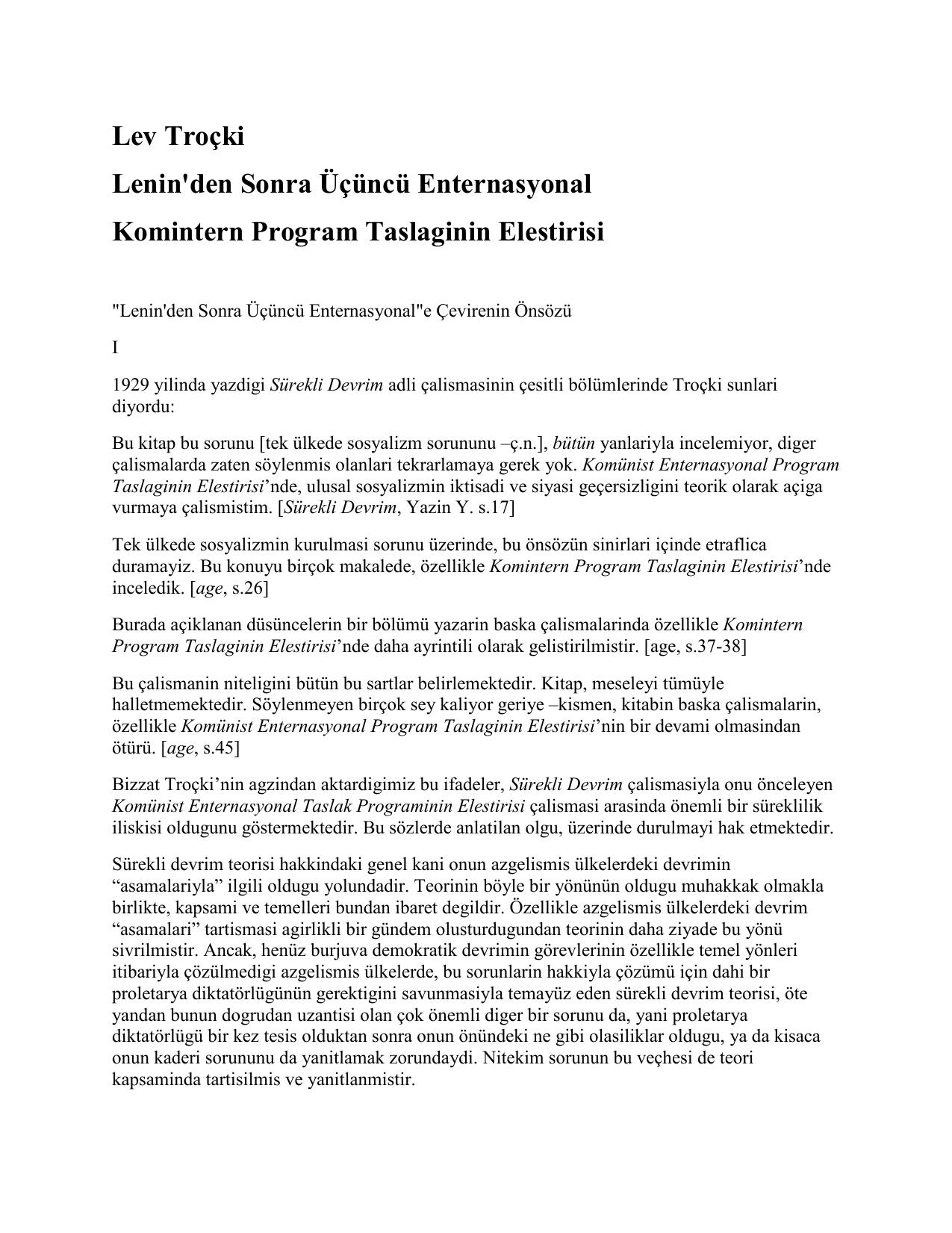 Lenin den Sonra 3. Enternasyonal kitap kapağı