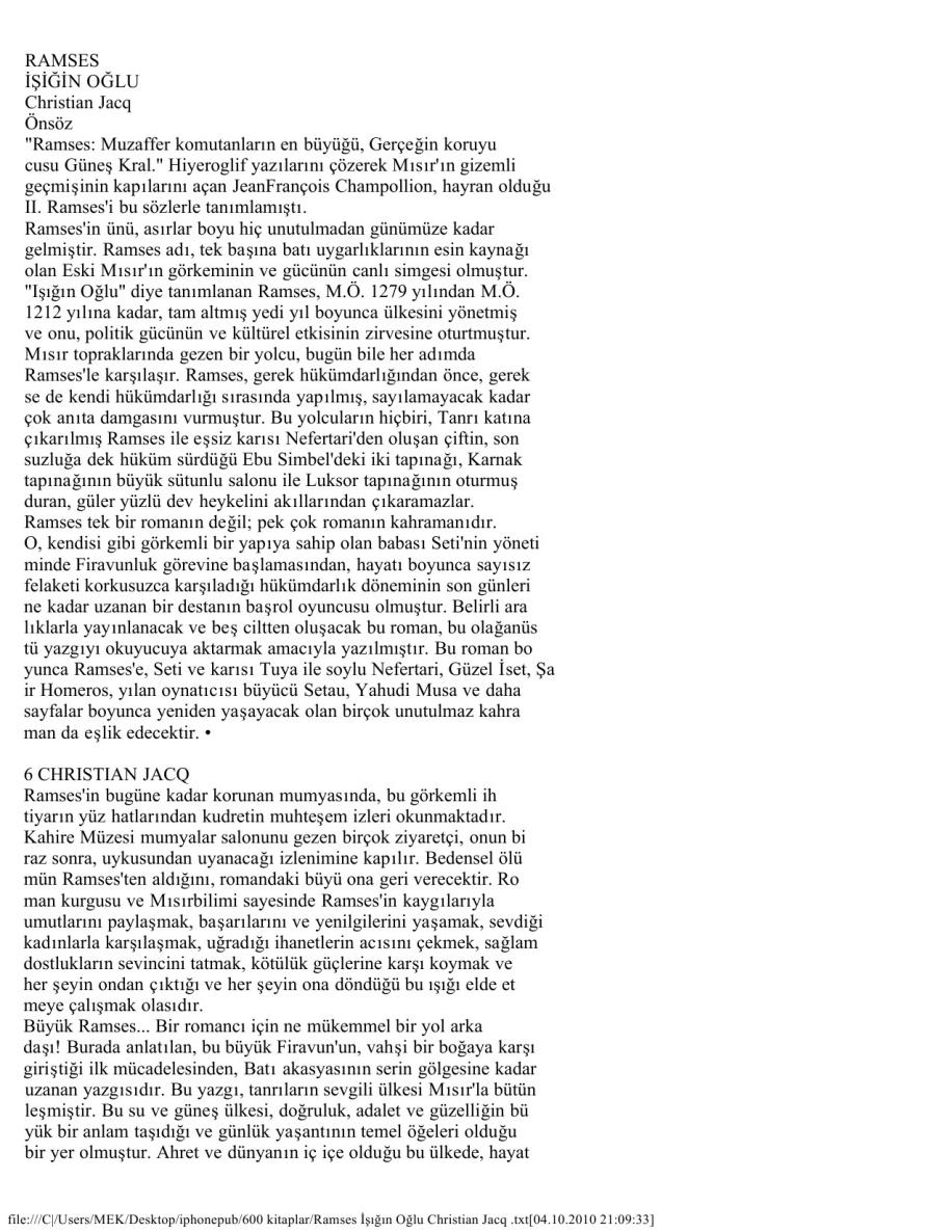 Ramses Işığın Oğlu kitap kapağı