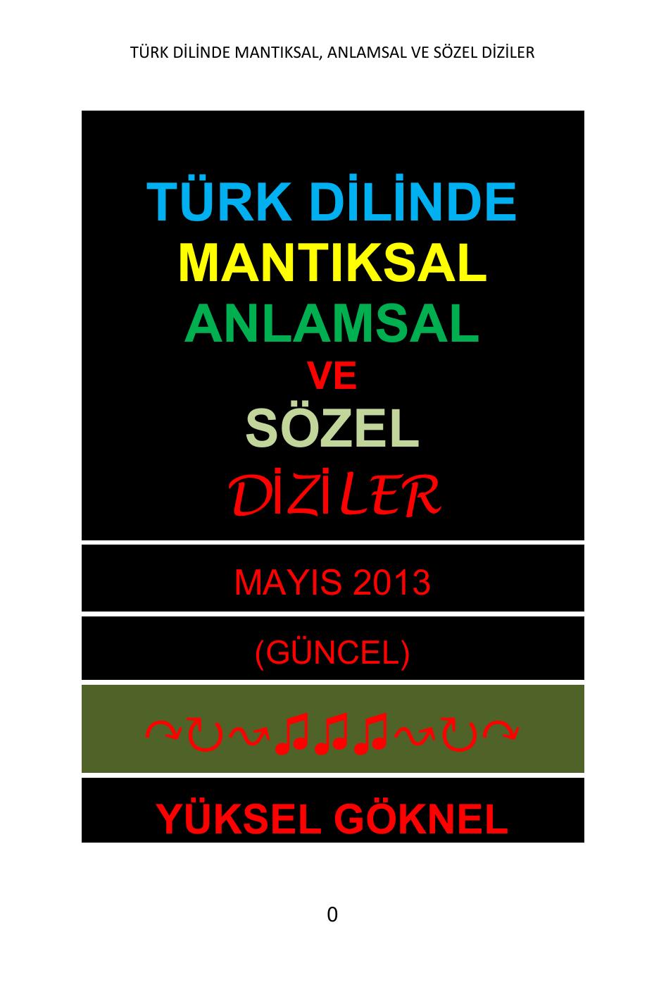 TURK DİLİNDE MANTIKSAL ANLAMSAL VE SOZEL DİZİLER-YÜKSEL GÖKNEL