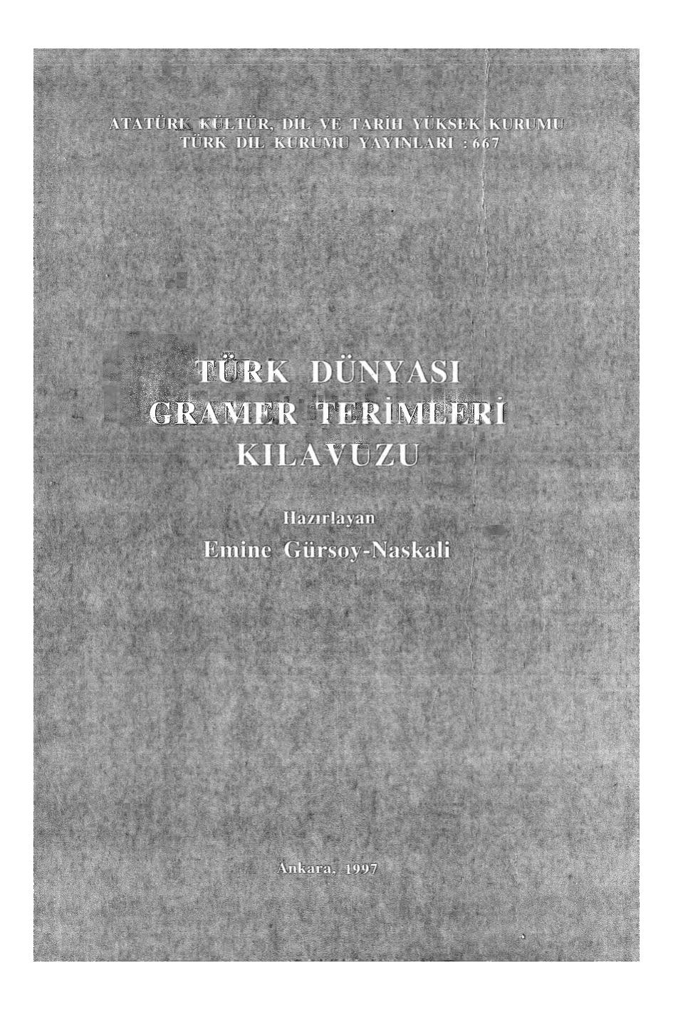 Türk Dünyası Gramer Terimleri Kılavuzu