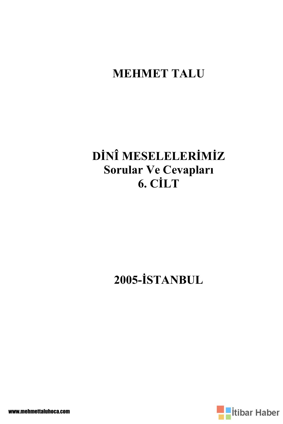 Dini Meselelerimiz (Soru ve Cevap) 6