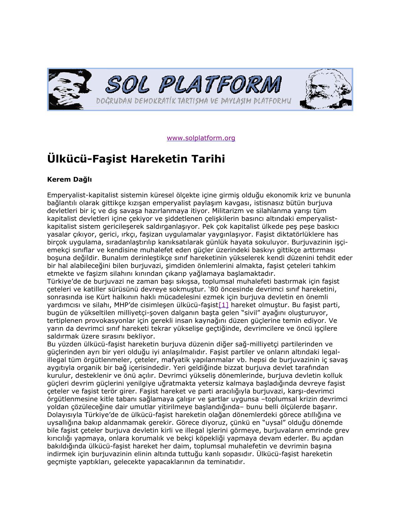 Ülkücü-Faşist Hareketin Tarihi