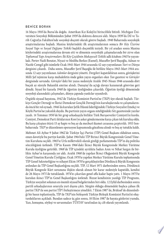 Türkiyede İşçi ve Sosyalist Hareketi kitap kapağı