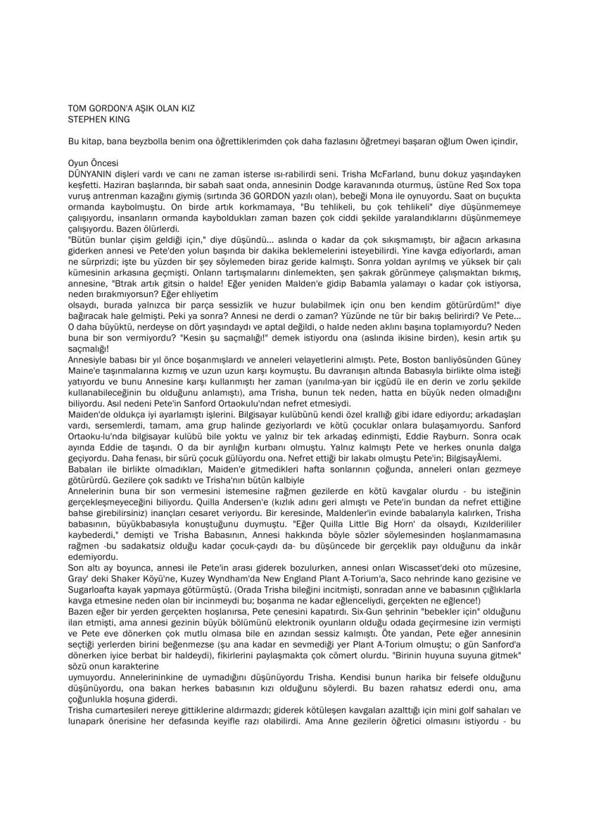 Tom Gordon'a Aşık Olan Kız kitap kapağı