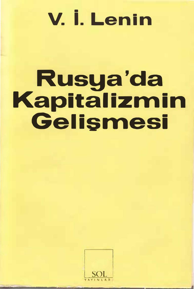 Lenin Rusya'da Kapitalizmin Gelişmesi Sol Yayınları