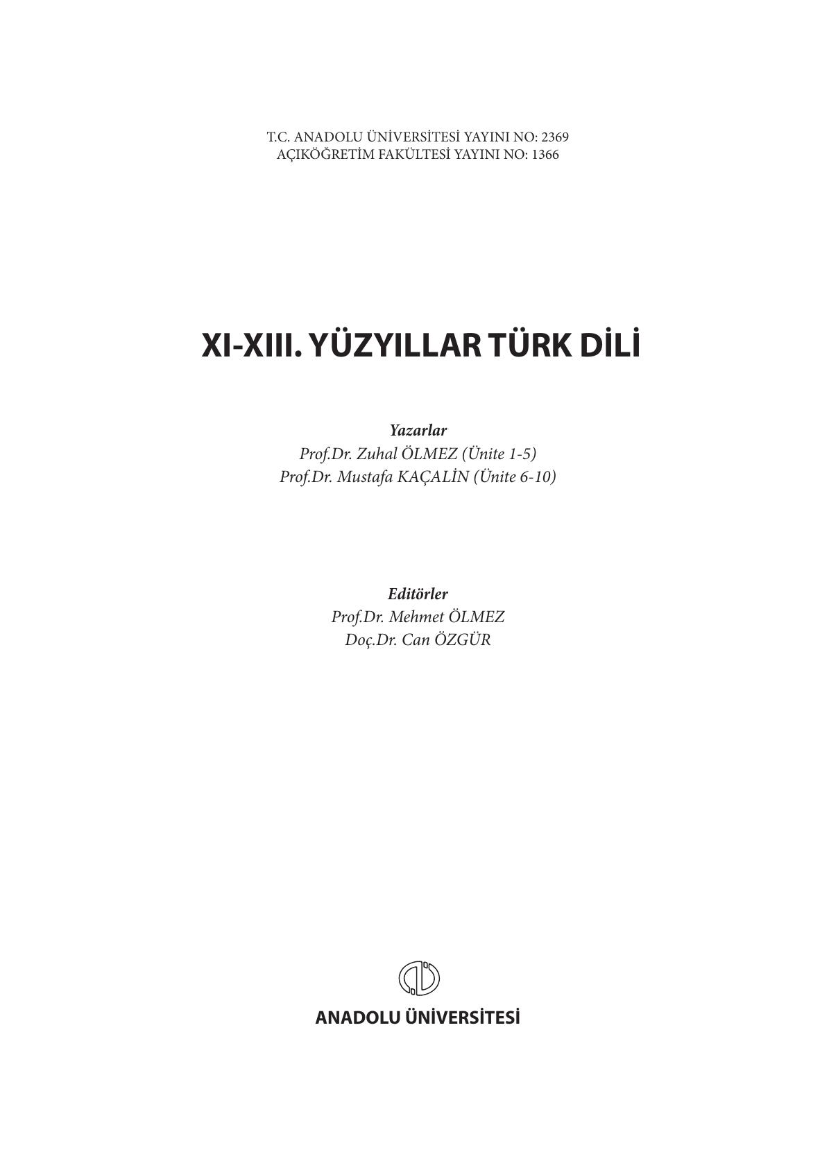 11-13. Yüzyıllar Türk Dili