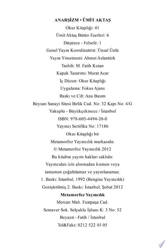 Anarşizm Üzerine kitap kapağı